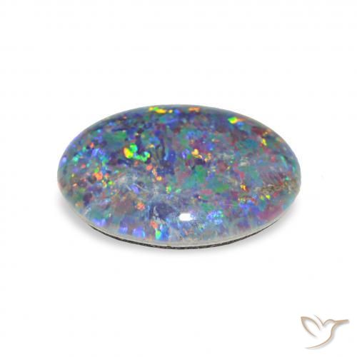 Triplet d'opale Multicolore naturelle ovale, 2.83 ct, Opaque