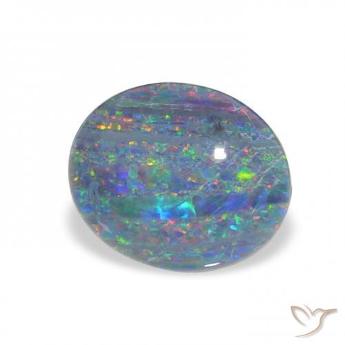 Triplet d'opale Multicolore naturelle ovale, 2.03 ct, Opaque