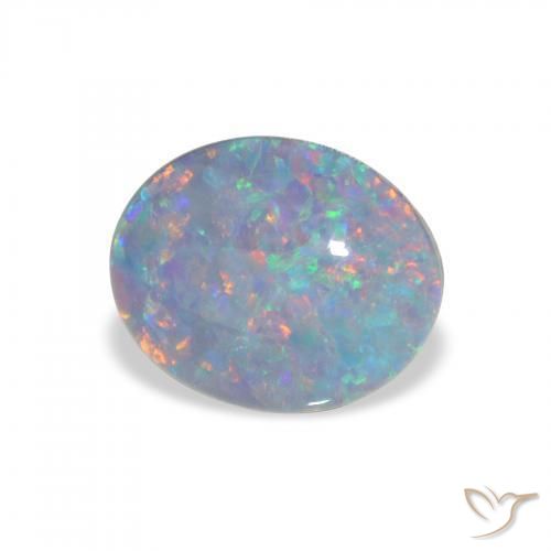 Triplet d'opale Multicolore naturelle ovale, 2.39 ct, Opaque