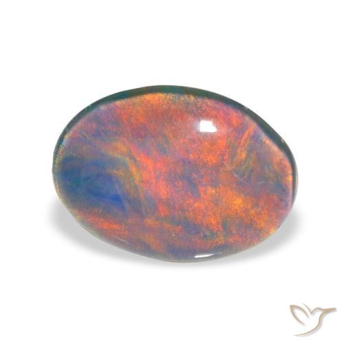 Triplet d'opale Multicolore naturelle ovale, 3.48 ct, Opaque