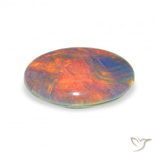 Triplet d'opale Multicolore naturelle ovale, 3.48 ct, Opaque