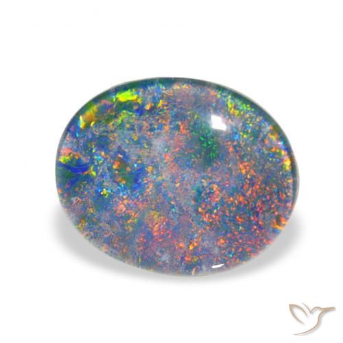 Triplet d'opale Multicolore naturelle ovale, 2.81 ct, Opaque
