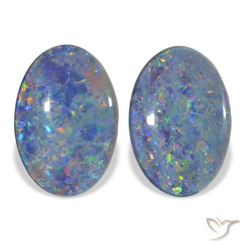 7.17ctw Naturel Multicolore Triplet d'opale, ovale, Opaque