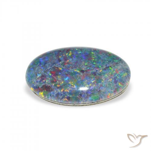 Triplet d'opale Multicolore naturelle ovale, 3.82 ct, Opaque