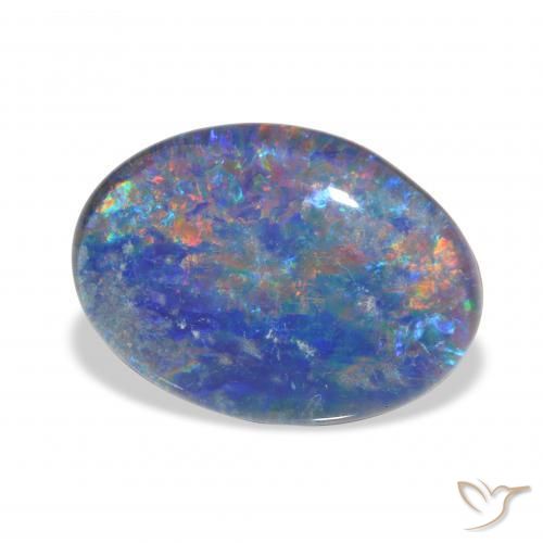 Triplet d'opale Multicolore naturelle ovale, 3.84 ct, Opaque