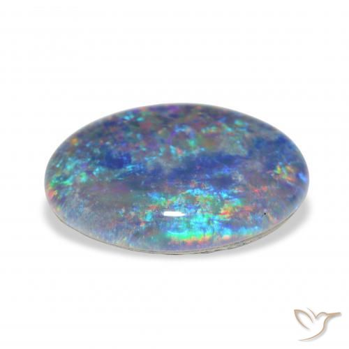Triplet d'opale Multicolore naturelle ovale, 3.84 ct, Opaque