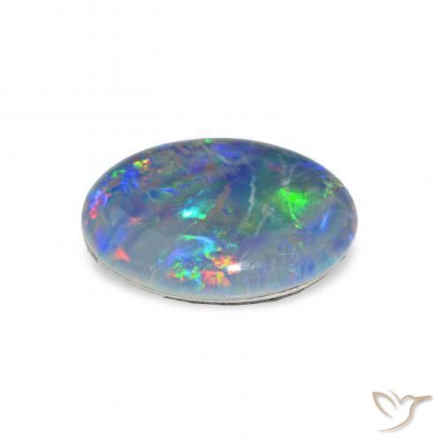 Triplet d'opale Multicolore naturelle ovale, 2.33 ct, Opaque