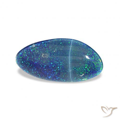 Triplet d'opale Bleu multicolore naturelle Fantaisie, 3.30 ct, Opaque