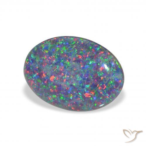 Triplet d'opale Multicolore naturelle ovale, 3.53 ct, Opaque