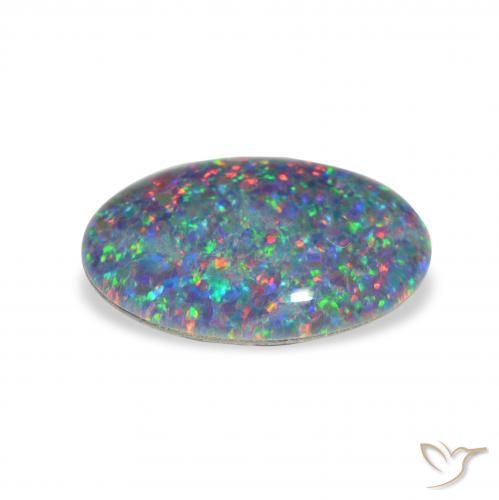 Triplet d'opale Multicolore naturelle ovale, 3.53 ct, Opaque