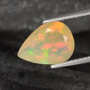 Opale multicolore naturelle en forme de poire, 1,57 ct, transparent