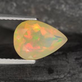 Opale multicolore naturelle en forme de poire, 1,57 ct, transparent