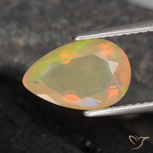 1.50ct Naturel Multicolore Opale, En forme de poire, Transparent
