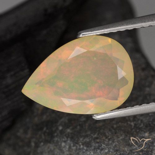 1.76ct Naturel Multicolore Opale, En forme de poire, Translucide