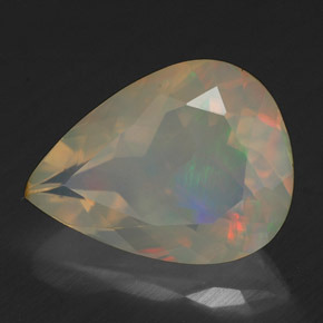 Opale multicolore naturelle en forme de poire, 2,19 ct, transparent