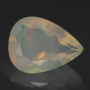 Opale multicolore naturelle en forme de poire, 2,19 ct, transparent