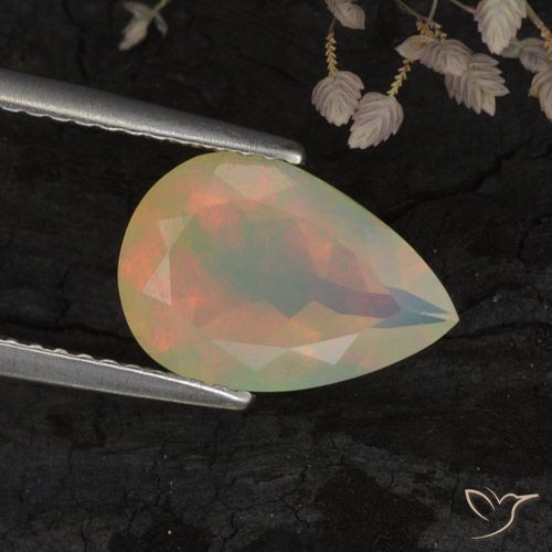 1.73ct Naturel Multicolore Opale, En forme de poire, Transparent