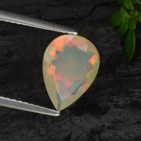 Opale jaune naturelle en forme de poire, 1,28 ct, transparent