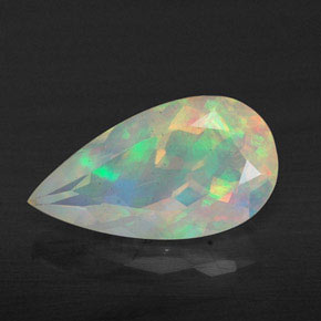 Opale multicolore naturelle en forme de poire, 1,63 ct, transparent