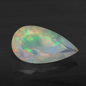 Opale multicolore naturelle en forme de poire, 1,63 ct, transparent