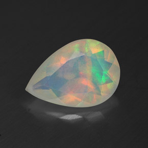Opale multicolore naturelle en forme de poire, 1,77 ct, transparent