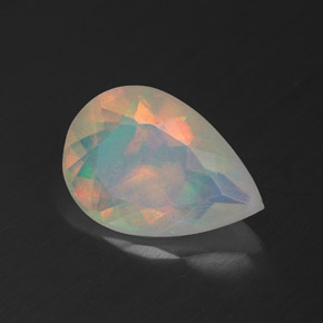 Opale multicolore naturelle en forme de poire, 1,77 ct, transparent