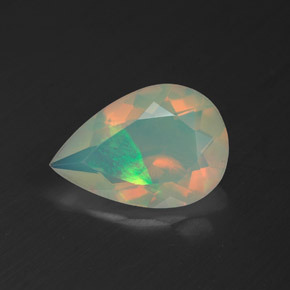 Opale multicolore naturelle en forme de poire, 1,53 ct, transparent