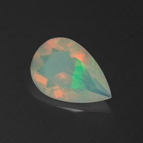 Opale multicolore naturelle en forme de poire, 1,53 ct, transparent