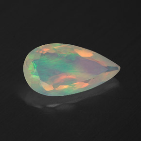 Opale multicolore naturelle en forme de poire, 1,39 ct, transparent