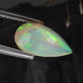 Opale blanc naturelle en forme de poire, 1,64 ct, transparent