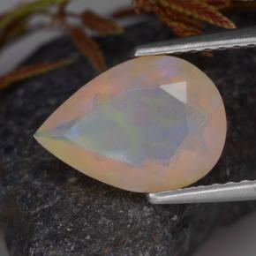 Opale multicolore naturelle en forme de poire, 1,45 ct, transparent