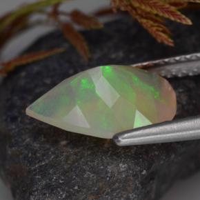 Opale multicolore naturelle en forme de poire, 1,45 ct, transparent