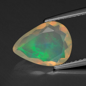 Opale multicolore naturelle en forme de poire, 1,42 ct, transparent