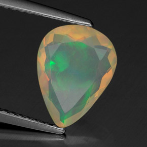 Opale multicolore naturelle en forme de poire, 1,42 ct, transparent