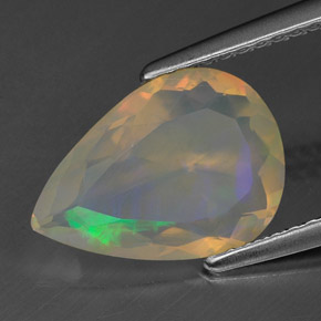 Opale multicolore naturelle en forme de poire, 1,54 ct, transparent