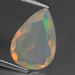 Opale multicolore naturelle en forme de poire, 1,54 ct, transparent