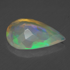 Opale multicolore naturelle en forme de poire, 1,54 ct, transparent