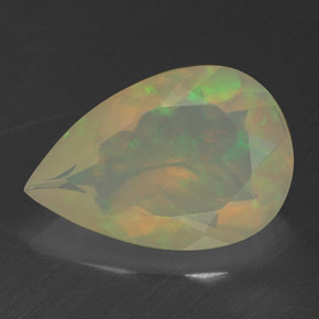 Opale multicolore naturelle en forme de poire, 1,43 ct, transparent