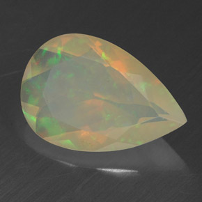 Opale multicolore naturelle en forme de poire, 1,43 ct, transparent