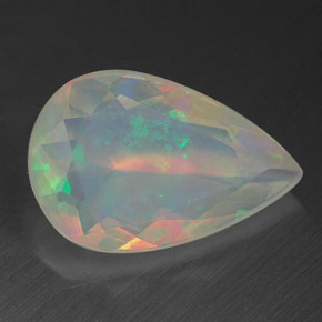Opale multicolore naturelle en forme de poire, 1,40 ct, transparent