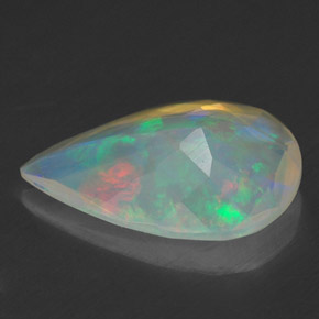 Opale multicolore naturelle en forme de poire, 1,40 ct, transparent