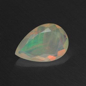 Opale multicolore naturelle en forme de poire, 1,01 ct, transparent