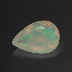Opale multicolore naturelle en forme de poire, 1,26 ct, transparent