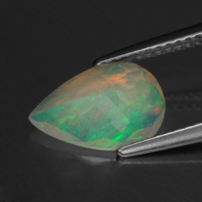 Opale multicolore naturelle en forme de poire, 1,26 ct, transparent