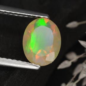 Opale multicolore naturelle coupe ovale, 0,75 ct, transparent