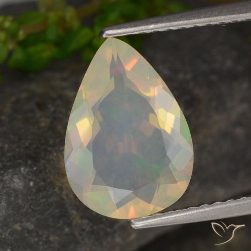 1.56ct Naturel Multicolore Opale, En forme de poire, Transparent