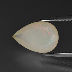 Opale multicolore naturelle en forme de poire, 1,65 ct, transparent