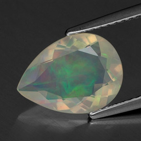 Opale multicolore naturelle en forme de poire, 1,63 ct, transparent