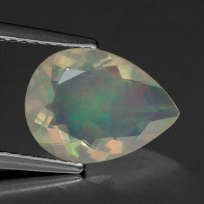 Opale multicolore naturelle en forme de poire, 1,63 ct, transparent