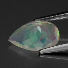Opale multicolore naturelle en forme de poire, 1,63 ct, transparent